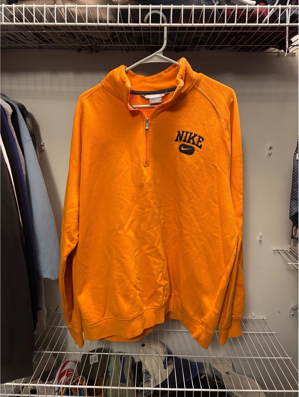 Nike Men's Orange Quarter Zip Sweatshirt